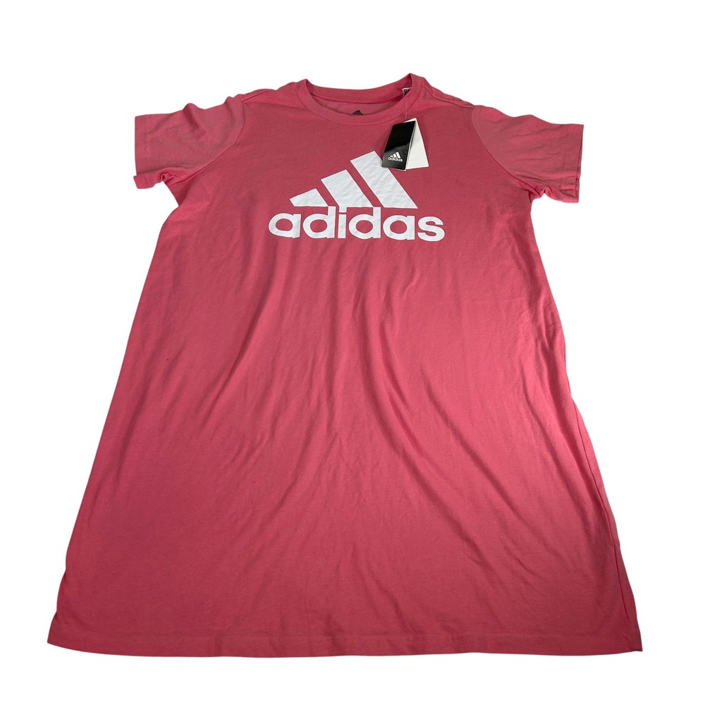 Adidas Womens Hazy Rose Pink Logo T-Shirt Dress GL1393 Size 1X NEW